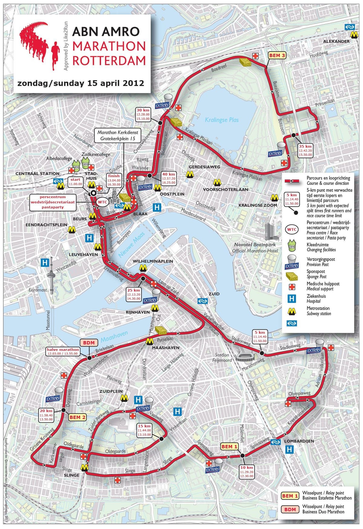 Karte Roterdamas maratons